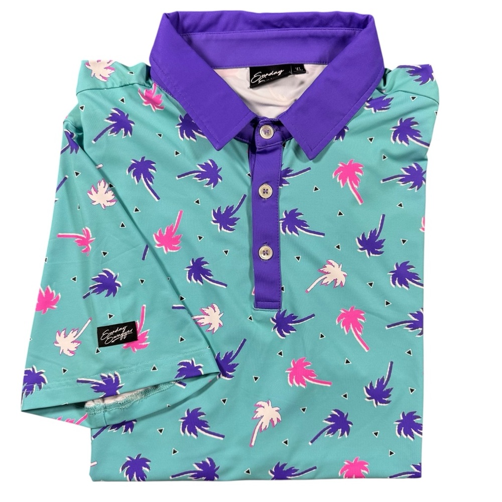 Sunday Swagger‎ Polo XL Palm Tree Tropical Golf Shirt